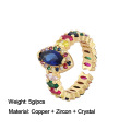 Shangjie Oem Anillo stilvolle Mode Kupferfarbe Diamantring Indianer Goldplattendring Trendy Hip Hop Zirkon Frauen Ring Ring